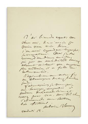 THOMAS, AMBROISE. Two items: Autograph Musical Quotation Signed and Inscribed * Autograph Letter Signed.